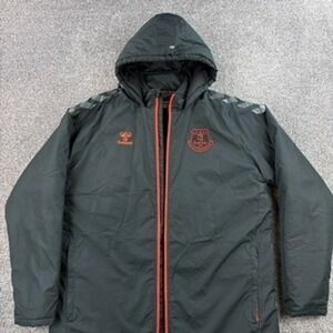 Everton FC Jacket Adult Large Gray Hummel Hooded Soccer Stadium Parka Warm Up